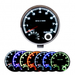 7 LED spalvų foninis ap&scaron;vietimas 3,75 colio automobilio universalus juodas tachometro matuoklis Mėlyna Inter Shift lemputė