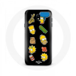 Coque pour Samsung Galaxy S5 Les Simpson autocollants fond noir