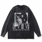 Streetwear Abstraktus Grafinis I&scaron;plautos Juodos Spalvos Medvilninis Unisex Didelio Dydžio Ilgomis Rankovėmis Mar&scaron;kinėliai M juoda