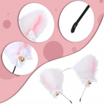 Kawaii Katės Ausų Galvos Juosta Vėrinys Anime Vakarėlis Cosplay Kostiumas Nėriniai Kaspinas Varpelis Apykaklė Pliu&scaron;inis Galvos Apdangalas Moterims Mergaitėms Plaukų Aksesuarai balta