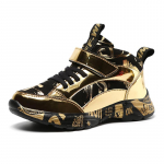 Auk&scaron;takulniai pliu&scaron;iniai žieminiai sportbačiai berniukams, prabangūs auksiniai blizgučiai, dizainerio sportbačiai vaikams, patogūs odiniai vaiki&scaron;ki sportiniai batai 37