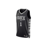 Jordan NBA Victor Wembanyama Spurs 1 Riboto leidimo SW mar&scaron;kinėliai Unisex mar&scaron;kinėliai Juodi &Scaron;viesiai Sidabriniai DO9543-014 M