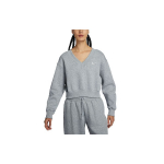 Nike Sportswear Phoenix Fleece Vienspalvis trumpas V formos i&scaron;kirptės Fleece Laisvas džemperis Moteri&scaron;ki vir&scaron;utiniai drabužiai Pilkas FN3652-063 XL