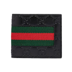 Gucci Vintažinio Logotipo Juostelė Web Odinė Trumpa Sulankstoma Piniginė Vyri&scaron;ka Piniginė Juoda Raudona Žalia 408827-CWCLN-1060 Gift Set(Basic Set+Box+Shopping Bag)