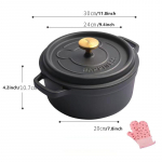 24cm Ketaus puodas su dangčiu Binaural Enamel Pot duonos kepimui ir tro&scaron;kintuvui Tro&scaron;kinimui su dangčiu Virtuvinis nelimpantis tro&scaron;kintuvų puodas