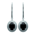Les Tr&eacute;sors De Lily [L5031] - Boucles Argent 'Sappho' noir argent&eacute; - 32x11 mm