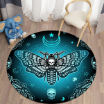 Mirties kandžių kilimai gyvenamajam kambariui Kilimėlis Gothic Skull Apvalus kilimas Grindų kilimėlis Butterfly Moon Star Kilimas Poliesterio kilimėlis 60cm