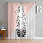 Ananasai ant marmurinio rožinio fono tiulio užuolaidos gyvenamajam kambariui permatomos užuolaidos miegamojo "Voile" dekoratyvinės langų procedūros