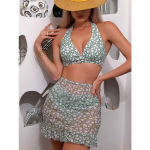 Moteri&scaron;kas bikinis Seksualus maudymosi kostiumėlis auk&scaron;tu juosmeniu Paplūdimio maudymosi kostiumėlis Moteri&scaron;kas vasaros maudymosi kostiumėlis S žalia