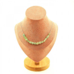 Pierres et Min&eacute;raux. Collier 15 perles Cyanite verte du Br&eacute;sil. Chaine en acier inoxydable Collier femmes, hommes. Taille personnal