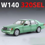 1:24 Mercedes-Benz W140 320SEL Klasikinio automobilio lydinio automobilio modelis Garsas ir &scaron;viesa Atsitraukiama Vaikų žaislų kolekcija Madingi papuo&scaron;alai berniukų gimtadienio dovana juoda