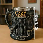 Helovino 3D Ozzy Osbourne'o atminimo puodelis, nerūdijančio plieno kaukolės vandens puodelis, alaus bokalas, kavos puodelis, gėrimo indai