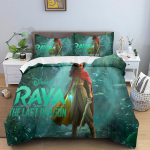 Raya ir Paskutinis Drakonas Komforto Miegamojo Spausdinta Animacinė Antklodės Užvalkalų Patalynės Komplektas Su Pagalvės Užvalkalu Tinka Vaikams Ir Suaugusiems EU Single(135*200cm)3pcs