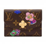 Louis Vuitton Rosalie Korėjos riboto leidimo Auksinis prekės ženklo talismanas Aksesuaras Dengto audinio monetinė Piniginė moterims Ruda Rožinė M26626 Box(Basic Set+Box)