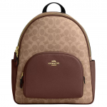 Coach Court 27 Dvigubo C Monogramos Užtrauktuko Užsegimas Odinis Kuprinė Didelė Moteri&scaron;ka kuprinė Ruda Geltona CZ176-IMXHE Basic Set (Bag+Dust Bag)