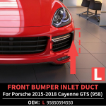 Skirta Porsche 2015 2016 2017 2018 Cayenne GTS Turbo (958) Priekinio buferio oro paėmimo kanalas kairysis ir de&scaron;inysis OEM 95850594550 95850594650 Left-95850594550