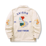 1960-ųjų Vietnamo karo Sukajan Vntage Tokijo Vėjo striukė Retro Bomber Darbinė Tigro Japoni&scaron;ka VIET-NAMAS Siuvinėjimas Žemėlapis Atminimo Striukė Vyrams M smėlis
