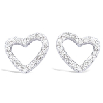 Les Tr&eacute;sors De Lily [F6209] - Boucles Argent 'Love Divine' blanc argent&eacute; (rhodi&eacute;) - 10x9 mm balta