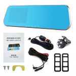 4,5 colio automobilinis DVR veidrodinis galinio vaizdo kameros įra&scaron;ymo įrenginys 720/1080P HD Dash Cam priekinė ir galinė dvigubo objektyvo kilpos įra&scaron;ymo automobilio vairavimo įra&scaron;ymo įrenginys