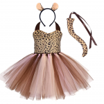 Kūdikių mergaičių gyvūnų gimtadienio vakarėlis Tutu Suknelė vaikams Mi&scaron;ko tema Žirafa Karvė Tigras Zebra Leopardo ra&scaron;to Cosplay Kostiumas Leopard Print Dress-3T-4T&Animal Cosplay