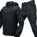 Vilnos pastorintas Softshell ryklio odos kostiumas XXXXL juoda