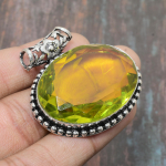 Peridot brangakmenio rankų darbo 925 sterlingų sidabro papuo&scaron;alų pakabukas moterims 1.77 Inches žalia