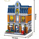 &bdquo;City Street View&ldquo; statybiniai blokai CAFE Parduotuvė Sodas Vie&scaron;butis Restoranas Parduotuvė Architektūra Plytos Modelis Žaislas Dovana vaikui