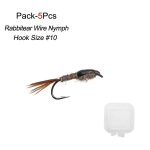 5-30 vnt. Greitai skęstančios juodos nugarėlės zuikio ausų vielos nimfos muselės upėtakių muselinei žvejybai Masalai #10 Pack of 5Pcs