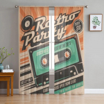 Retro vakarėlio plakatų dizainas Permatomos užuolaidos svetainei miegamojo Voile užuolaidos langams organza užuolaidos vakarėliui tiulio užuolaidos