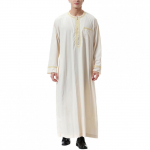 Vyri&scaron;ki musulmoni&scaron;ki mar&scaron;kiniai su ra&scaron;tu Kaftan Islamic Royalty Dubajaus chalatas O formos kaklo ilgomis rankovėmis Retro tunikos Abaya Laisvos Kandoura M