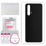 apgo Protective Skin Sticker for the back compatible with Realme X50m 5G, Wrap Film, Foil, Vinyl - Pattern Carbon Black