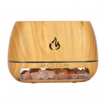 Stalinis oro drėkintuvas eterinių aliejų difuzorius su RGB spalvinga &scaron;viesa tikrovi&scaron;ko liepsnos efektu 3-in-1 kvapų difuzorius Salt Rock lempa