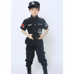 Agento policijos uniforma, neper&scaron;aunama liemenė ir &scaron;almo kostiumas, puo&scaron;ni suknelė vaikams, kostiumas vaikams, policininko &bdquo;cosplay&ldquo; dovana gimtadienio proga 100cm juoda