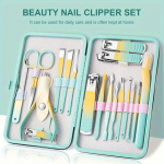 Manicure Set Nail Clipper Set Men Women Toe Finger Nail Clipper Personal Care Tools Manicure Pedicure Tools Grooming Kit Gift (Gradient color) 18 in 1