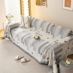 Katėms atsparus draskymui &scaron;enilinis sofos užvalkalas pilnai dengiantis sofą, universalus, skirtas visiems sezonams, skandinavi&scaron;ko stiliaus, neslystantis sofos rank&scaron;luostis 180x130cm žalia