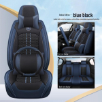 2024 m. naujo stiliaus automobilio sėdynės pagalvėlė su visapusi&scaron;kais odos siūlais, ledinis &scaron;ilkas, juosmens atrama &ndash; universalus, tinkantis visiems sezonams Deluxe Edition with Square juoda/mėlyna