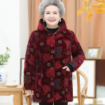 Pagyvenusios moterys Žieminės striukės Paltai 5XL Senolių &Scaron;ilti Vir&scaron;utiniai Drabužiai Storas &Scaron;iltas Velvetas su gobtuvu Parkas Močiutė Parka M