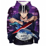 Harajuku Anime Solo Leveling Sung Jin Woo grafinis gobtuvas vyrams laisvi ilgomis rankovėmis megztiniai, madingi manga gobtuvai, vyri&scaron;ki drabužiai 2XL