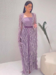 Eleganti&scaron;ka tarptautinė europieti&scaron;ko-amerikieti&scaron;ko stiliaus ilga vakarinė suknelė banketams ir pasirodymams 2XL violetinė