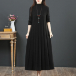 LYRIA NAUJAS Rudens Žiemos Dengiantis Pilvą Suknelė Vidutinio Amžiaus Vyresnio Amžiaus Motinai Retro Ilgos Megztos Suknelės-Megztiniai Vestidos 5XL XXXL kupranugaris