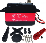 DS5160 Skaitmeninis servo variklis 7.4V 60KG su 18T svirtimi &ndash; 180&deg; sukimas &ndash; Robotikai ir RC automobiliams &ndash; Aliuminis raudona