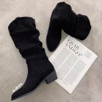 Smailianosės moteri&scaron;ki auk&scaron;ti batai zom&scaron;iniai žieminiai vidutinio auk&scaron;čio kulnai dizainerio batai 2025 m. tendencija masyvūs auk&scaron;takulniai iki kelių klasikiniai Chelsea moteri&scaron;ki batai 40