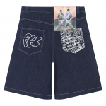 Hip Hop Pockets Siuvinėjimo Raidžių Spausdinti Džinsai &Scaron;ortai Vyrams Vasaros Retro Oversized Plačios Džinsinės Kelnės Plius dydžio Kelnės S