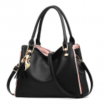 Didelės talpos odinė rankinė moterims, paprasto stiliaus, su kutais, crossbody, peties krep&scaron;iai KTY 32*14*23cm juoda