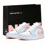 Jordan Air Jordan 1 Natūralios odos žemos aulo Vintažiniai krep&scaron;inio bateliai Unisex Mėlyni Rožiniai Balionai 553560-614(Komanda1276-) 40