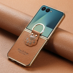 Blizgus žiedas Laikiklis Madingas Odinis dėklas Samsung Galaxy Z Flip 8 Flip8 5G Flip 7 6 5 4 Flip6 Flip7 FE Flip5 Flip4 Dangtelis Capa Galaxy Z Flip 8 ruda