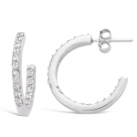 Les Tr&eacute;sors De Lily [B9548] - Cr&eacute;oles Argent 'Cristal Pl&eacute;nitude' Blanc argent&eacute; (rhodi&eacute;) - 20 mm