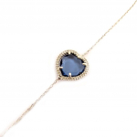 Les Tr&eacute;sors De Lily [L4398] - Bracelet Argent 'Love' bleu argent&eacute; (rhodi&eacute;) - 13x13 mm