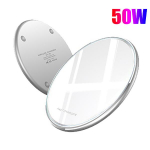 NAUJAS 50 W &bdquo;Qi&ldquo; belaidis įkroviklis greito įkrovimo padėklas, skirtas visiems Qi standartiniams &bdquo;iPhone&ldquo; &bdquo;Samsung Huawei Xiaomi&ldquo; Android mobiliesiems telefonams 50W FAST Charging