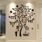 Happy Tree nuotraukų rėmelis Medis 3D lipdukas Nuotraukų siena Svetainė Miegamasis &Scaron;iltas paveikslėlio medžio lipdukas Kūrybi&scaron;kas namų dekoravimas XXL juoda
